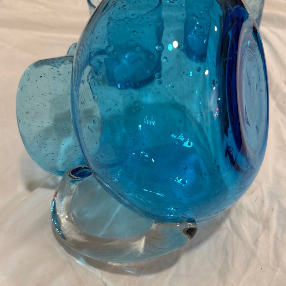 Artland Iris 90oz Handblown Glass Pitcher Turquoise w/ 4 Double Old Fashioned - Picture 8 of 12